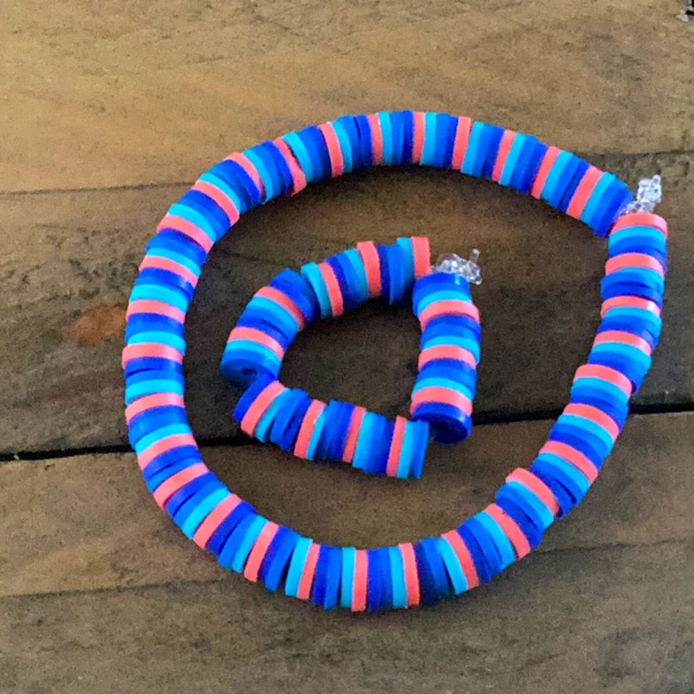 Coral reef, clay bead bracelet+ring